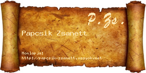 Papcsik Zsanett névjegykártya